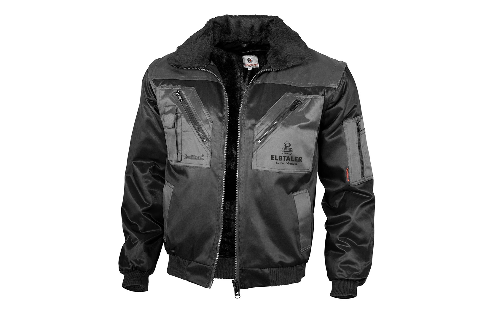Pilotjacke, grau/schwarz